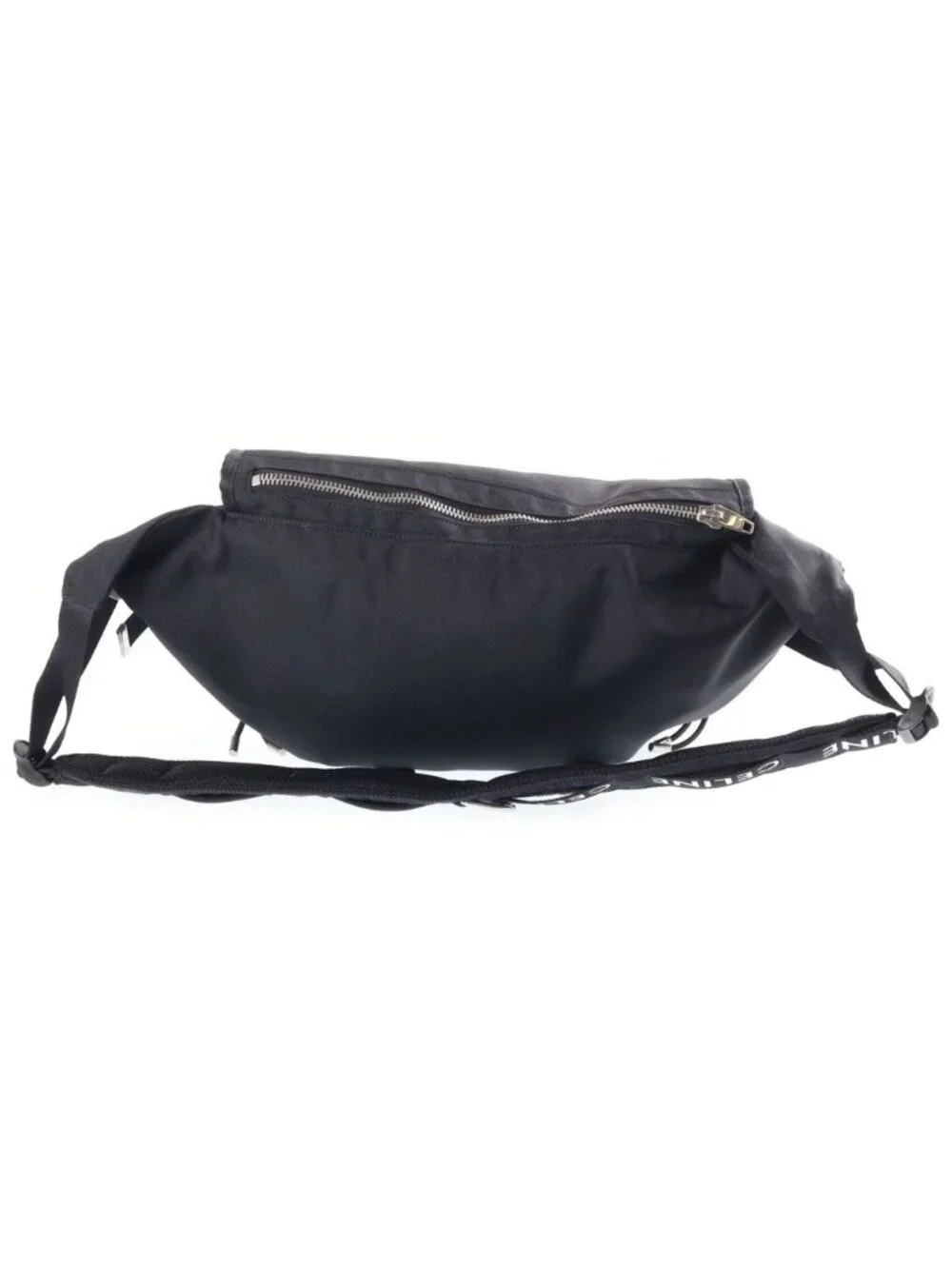 Celine Logo Trekking Messenger Bag Black Canvas Silver